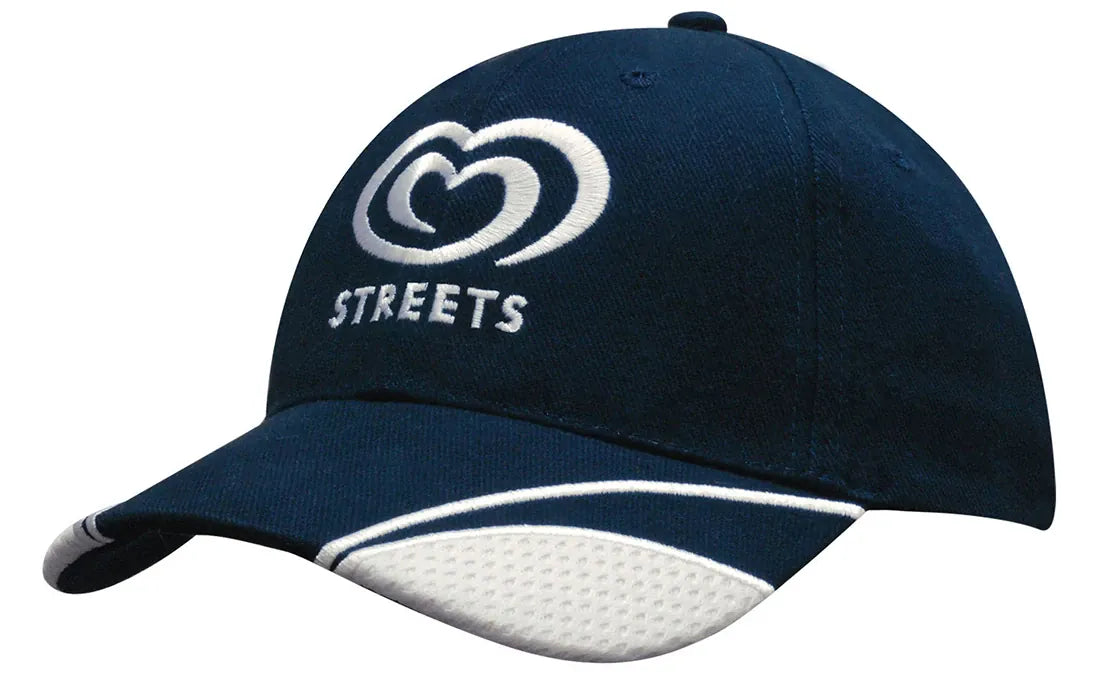 Headwear Cap W/peak Mesh Inserts X12 - 4058 in Navy/White